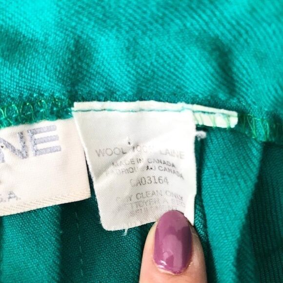 Vintage ONE + ONE green pleated wool skirt size S - Picture 9 of 10